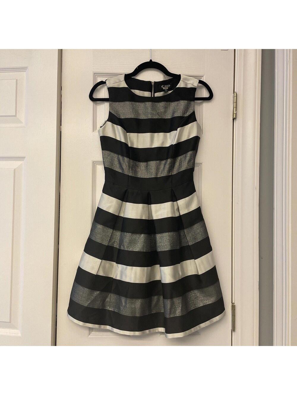 Charming Charlies RSVP Cocktail Dress. Size XS. Black, Ivory, Metallic Silver